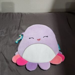 Squishmallows Purple and Pink Octopus Bag Pouch Purse 8"